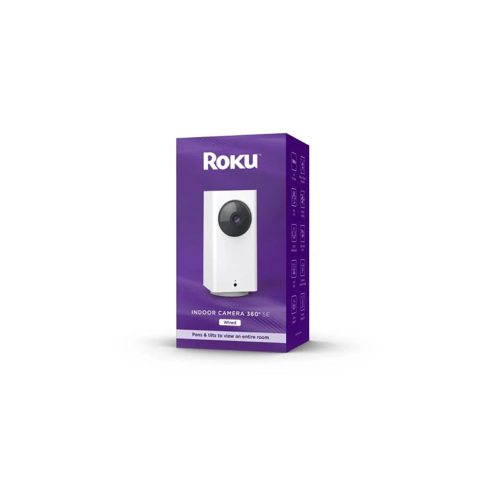 Roku CP1000R Smart Home Indoor Camera 360 deg SE - Wired Security Camera with Motion Detection and Tracking