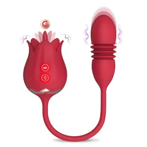 Rose Toy for woman Tongue Licking & Thrusting 2 IN 1 Vibrator Adult Sex Toy