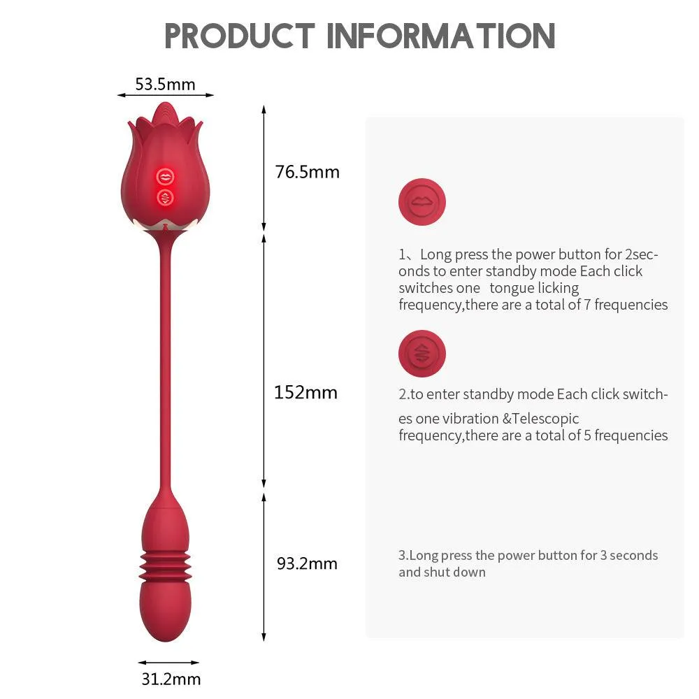Rose Toy for woman Tongue Licking & Thrusting 2 IN 1 Vibrator Adult Sex Toy