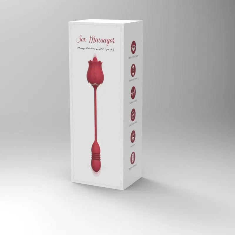 Rose Toy for woman Tongue Licking & Thrusting 2 IN 1 Vibrator Adult Sex Toy