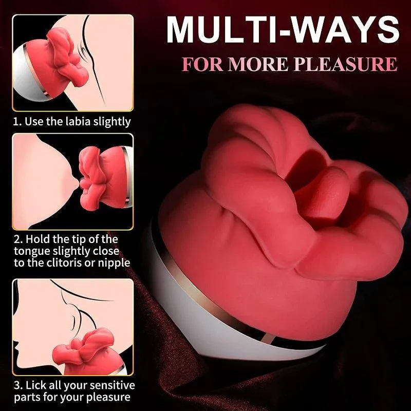 Rose Vibrator Tongue Licking Sucking Vibrators Oral Sex Toys for Woman