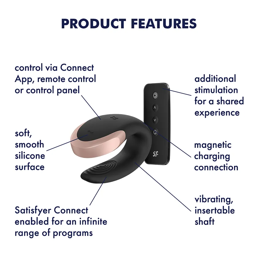 Satisfyer - Double Love App-Controlled Couple's Vibrator with Remote Control (Black)