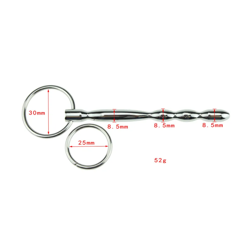 Solid Stainless Steel Urethral Sound With Interchangeable Rings
