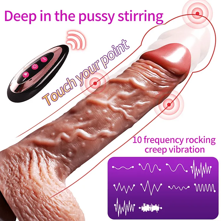 Stretching Heating Vibration Realistic Dildo Vibrator Remote Control 8.8" Dildos