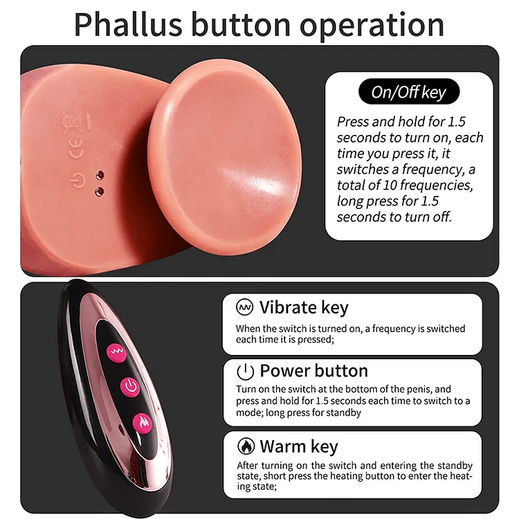 Stretching Heating Vibration Realistic Dildo Vibrator Remote Control 8.8" Dildos