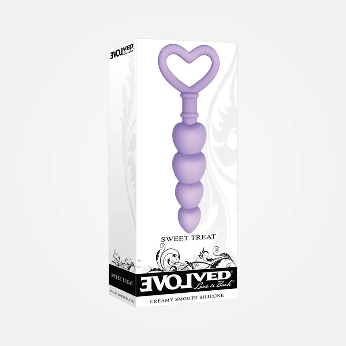 Sweet Treat - Lilac Non-Vibrating Beaded Anal Plug with Heart Ring Handle