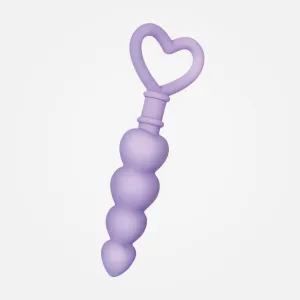 Sweet Treat - Lilac Non-Vibrating Beaded Anal Plug with Heart Ring Handle