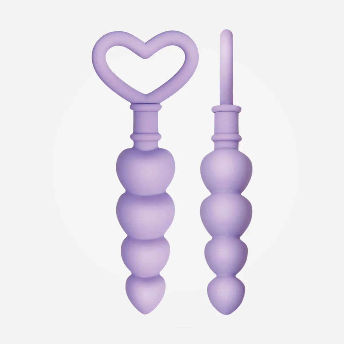 Sweet Treat - Lilac Non-Vibrating Beaded Anal Plug with Heart Ring Handle