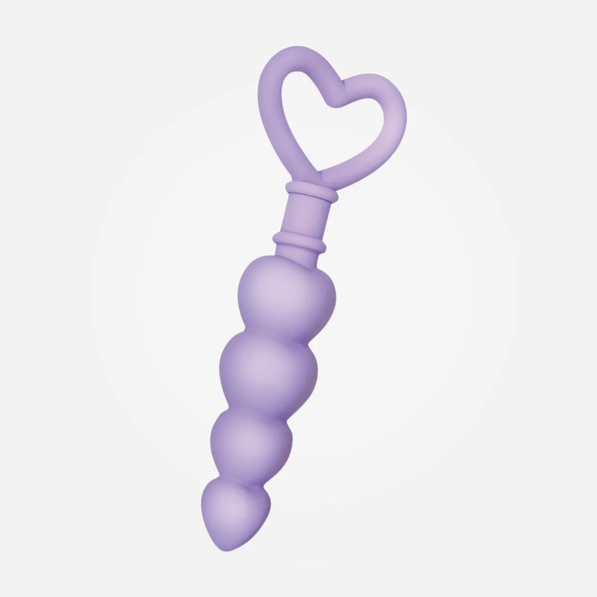 Sweet Treat - Lilac Non-Vibrating Beaded Anal Plug with Heart Ring Handle