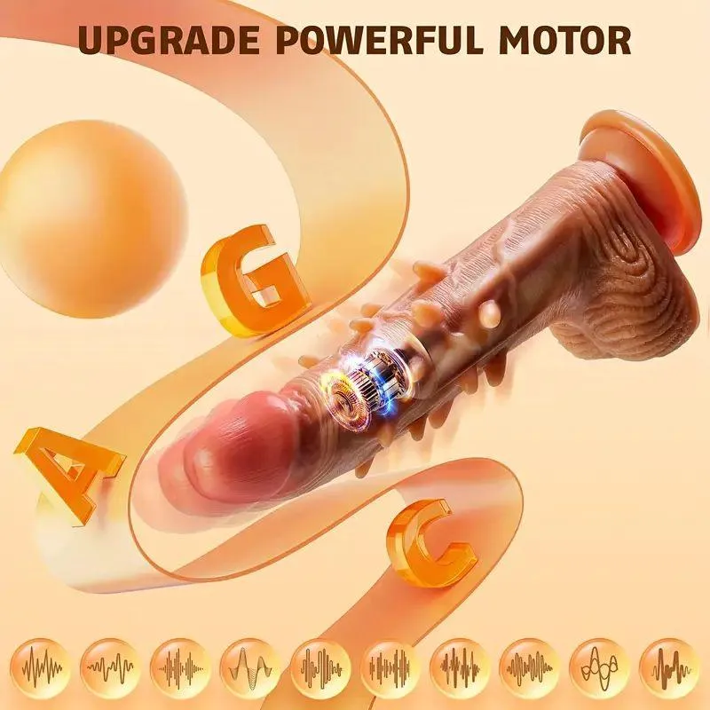 Thrusting Vibrating Realistic Dildo with 10 Frequencies Remote G-spot Anal Heating Dildos Adult Sex Toys
