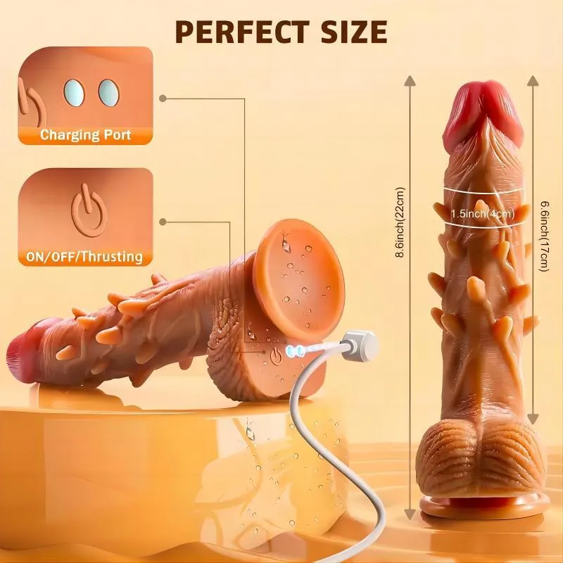 Thrusting Vibrating Realistic Dildo with 10 Frequencies Remote G-spot Anal Heating Dildos Adult Sex Toys