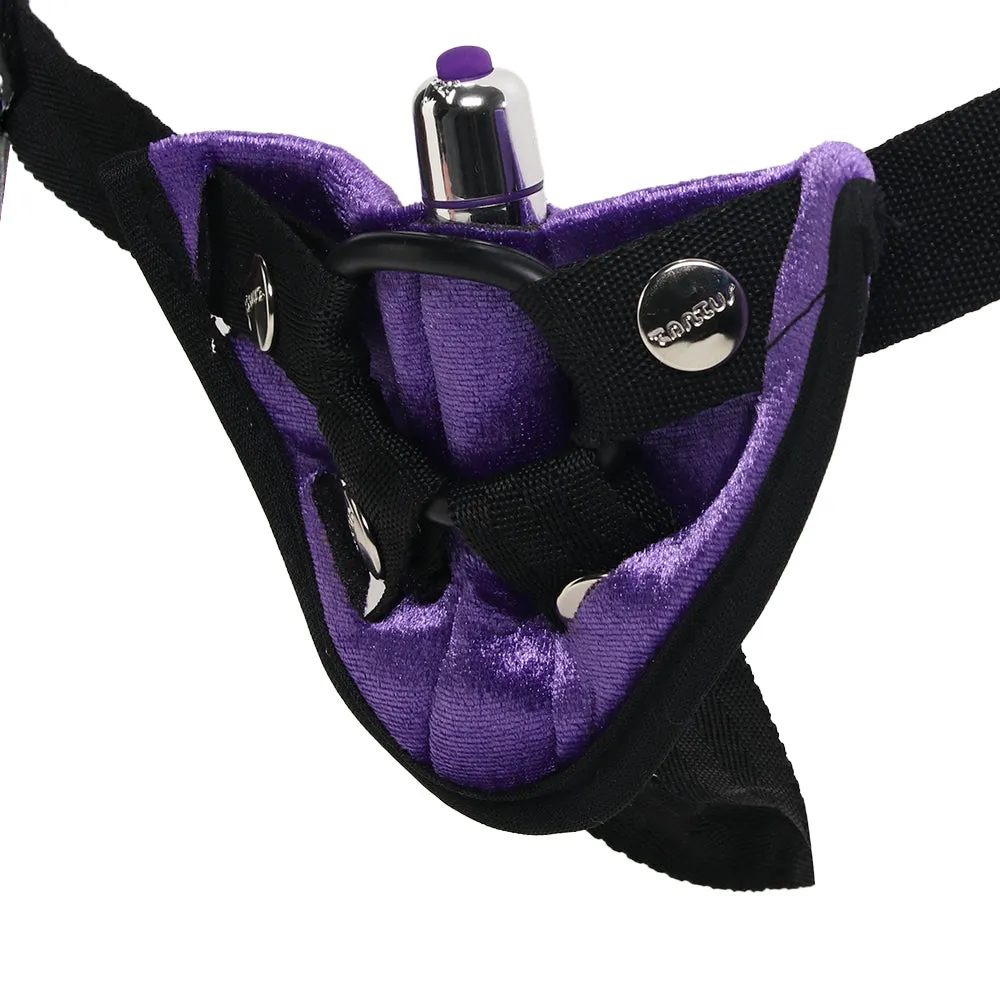 Velvet Vibrating Bullet Harness in Purple