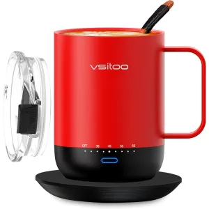 VSITOO s3pro Temperature Control Smart Mug 2 with Lid, Self Heating Coffee Mug 14 oz, 90 Min Battery Life