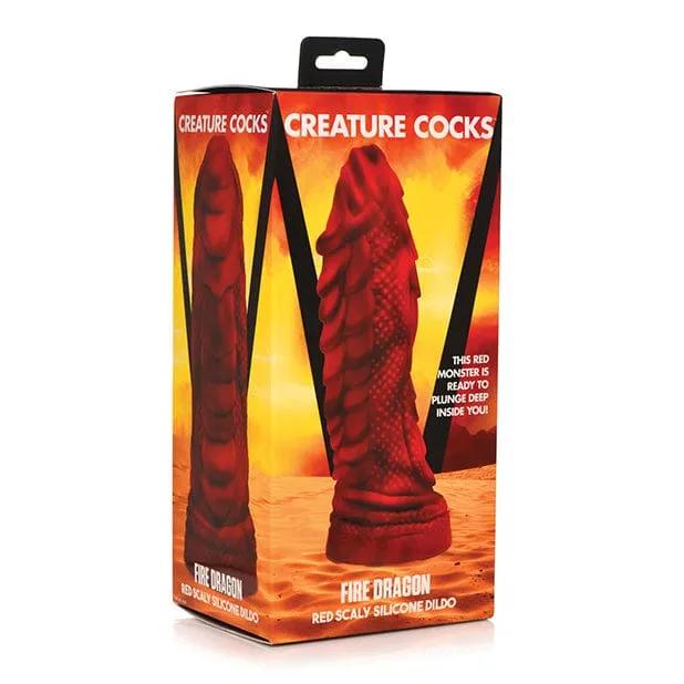 XR - Creature Cocks Fire Dragon Scaly Silicone Dildo 8.3" (Red)