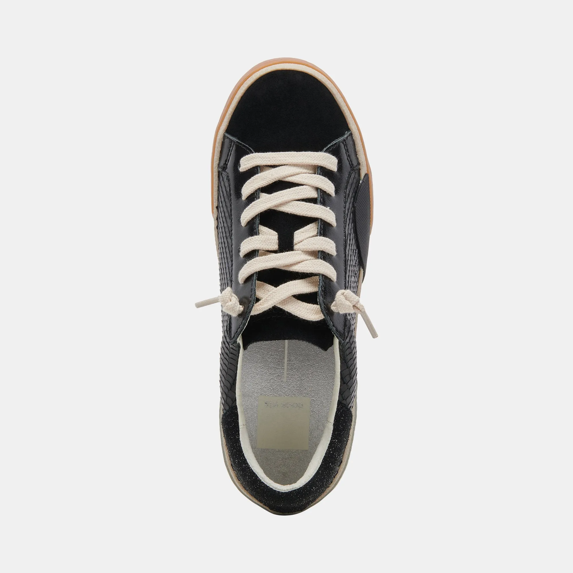 ZINA WIDE SNEAKERS ONYX EMBOSSED LEATHER - re:vita